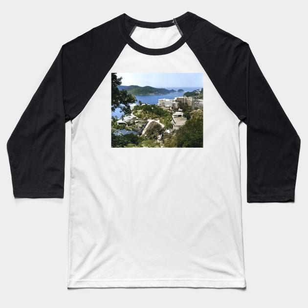 Colorized Vintage Landscape Photo of Acapulco Mexico Baseball T-Shirt by In Memory of Jerry Frank